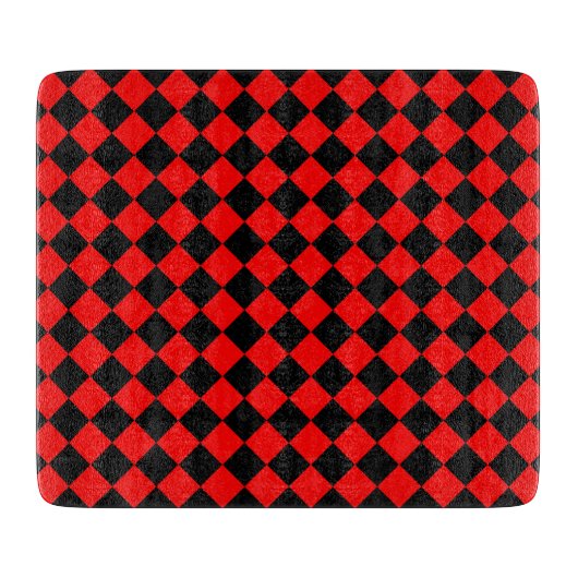 Red Black Schachbrett Diamond Pattern Schneidebrett (Vorderseite)