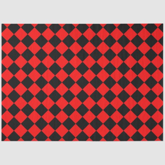 Red Black Schachbrett Diamond Pattern Seidenpapier (Vorderseite)