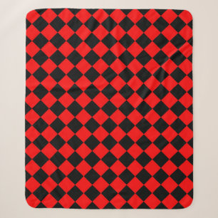 Red Black Schachbrett Diamond Pattern Sherpadecke