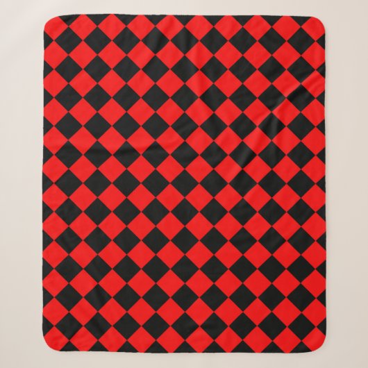 Red Black Schachbrett Diamond Pattern Sherpadecke (Vorderseite)