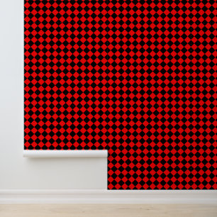 Red Black Schachbrett Diamond Pattern Tapete