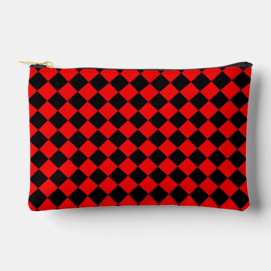 Red Black Schachbrett Diamond Pattern Zubehörtasche (Vorderseite)