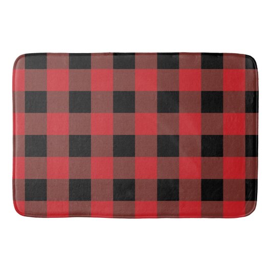 Red & Black Schachbrett Holiday Bathmat Badematte (Vorderseite)
