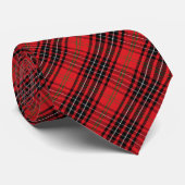 Red Black Scottish Tartan Chic Stilvolles Muster Krawatte (Gerollt)