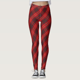 Red Black Scottish Tartan Chic Stilvolles Muster Leggings