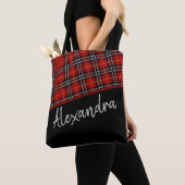 Red Black Scottish Tartan Pattern Personalisiert Tasche (Von Nahem)