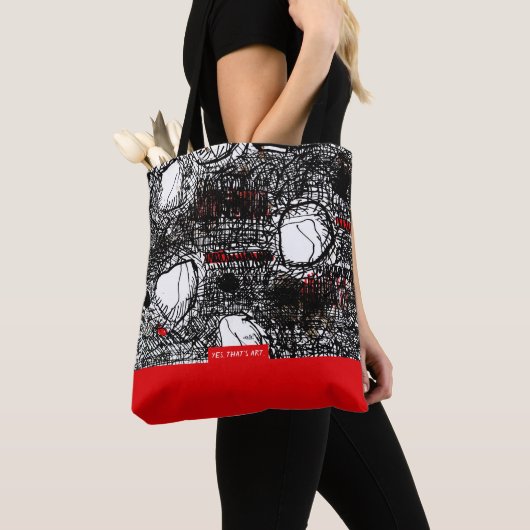 Red&Black Scribble, Tragetaschen Mit Langen Träger Tasche (Von Nahem)