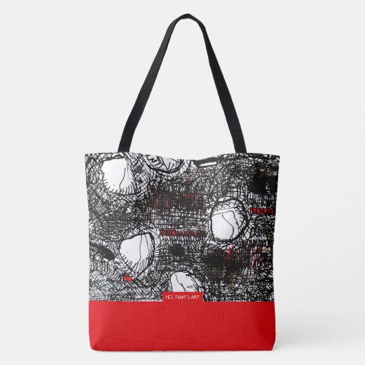 Red&Black Scribble, Tragetaschen Mit Langen Träger Tasche (Rückseite)