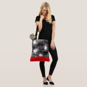 Red&Black Scribble, Tragetaschen Mit Langen Träger Tasche (Am Model)