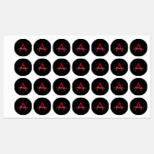 Red Black Script Giron Monogram Name Etiketten (Blatt)