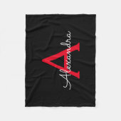 Red Black Script Giron Monogram Name Fleecedecke (Vorderseite)