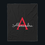 Red Black Script Giron Monogram Name Fleecedecke<br><div class="desc">Rote und schwarze Imitate Script Monogram Fügen Sie Ihren eigenen Namen Fleece Blanket. Das macht den perfekten 16 Geburtstag,  Hochzeit,  Brautparty,  Jubiläum,  Babydusche oder Junggeselinnen-Abschied Geschenk für jemanden,  der Lieben glamourösen Luxus und schicke Stile.</div>
