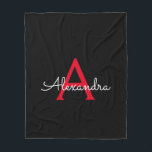Red Black Script Giron Monogram Name Fleecedecke<br><div class="desc">Rote und schwarze Imitate Script Monogram Fügen Sie Ihren eigenen Namen Fleece Blanket. Das macht den perfekten 16 Geburtstag,  Hochzeit,  Brautparty,  Jubiläum,  Babydusche oder Junggeselinnen-Abschied Geschenk für jemanden,  der Lieben glamourösen Luxus und schicke Stile.</div>