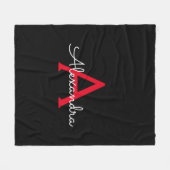 Red Black Script Giron Monogram Name Fleecedecke (Vorderseite (Horizontal))