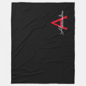 Red Black Script Giron Monogram Name Fleecedecke (Vorderseite)