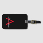 Red Black Script Giron Monogram Name Gepäckanhänger (Vorderseite (Horizontal))