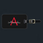 Red Black Script Giron Monogram Name Gepäckanhänger<br><div class="desc">Schwarz und Rot Monogramm Fügen Sie Ihren eigenen Namen Script Gepäcktasche Tag Die Tasche Tag macht den perfekten süßen 16 Geburtstag,  Hochzeit,  Brautparty,  Babydusche oder Junggeselinnen-Abschied Geschenk für jemanden,  der ihr Zimmer in Stil dekoriert.</div>