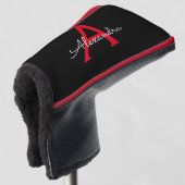 Red Black Script Giron Monogram Name Golf Headcover (3/4 Vorderseite)