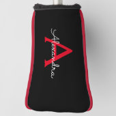 Red Black Script Giron Monogram Name Golf Headcover (Rotieren 90)