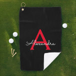 Red Black Script Giron Monogram Name Golfhandtuch<br><div class="desc">Schwarz und Rot Monogramm Name Golf Handtuch. Das macht den perfekten 16 Geburtstag,  Hochzeit,  Brautparty,  Jubiläum,  Babydusche oder Junggeselinnen-Abschied Geschenk für jemanden,  der Lieben glamourösen Luxus und schicke Stile.</div>
