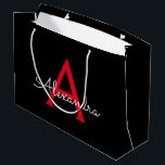 Red Black Script Giron Monogram Name Große Geschenktüte<br><div class="desc">Schwarz und Rot Einfache Script Monogram Name Geschenktasche. Das macht den perfekten 16 Geburtstag,  Hochzeit,  Brautparty,  Jubiläum,  Babydusche oder Junggeselinnen-Abschied Geschenktasche für jemanden,  der Lieben glamourösen Luxus und schicke Stile.</div>