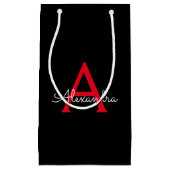 Red Black Script Giron Monogram Name Kleine Geschenktüte (Vorderseite)