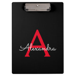 Red Black Script Giron Monogram Name Klemmbrett