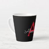Red Black Script Giron Monogram Name Milchtasse (Linke Ecke)