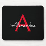Red Black Script Giron Monogram Name Mousepad<br><div class="desc">Rot und Schwarz Monogramm Fügen Sie Ihren eigenen Namen Mousepad (Maus-Pad). Das macht den perfekten 16 Geburtstag,  Hochzeit,  Brautparty,  Jubiläum,  Babydusche oder Junggeselinnen-Abschied Geschenk für jemanden,  der Lieben glamourösen Luxus und schicke Stile.</div>