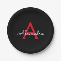 Red Black Script Giron Monogram Name