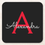 Red Black Script Giron Monogram Name Rechteckiger Pappuntersetzer<br><div class="desc">Untersetzer für einfache,  schwarze und rote Skriptmonogramm-Namenspapiere. Dies macht den perfekten Abschluss,  Geburtstag,  Hochzeit,  Brautparty,  Jubiläum,  Babydusche oder Junggeselinnen-Abschied Geschenk für jemanden,  die Lieben glamourösen Luxus und schicke Stile.</div>