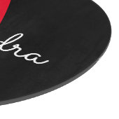 Red Black Script Giron Monogram Name Schneidebrett (Ecke)