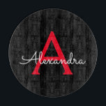 Red Black Script Giron Monogram Name Schneidebrett<br><div class="desc">Rot und Schwarz Einfache Script Monogram Name Cutting Board. Dies macht den perfekten Abschluss,  Geburtstag,  Hochzeit,  Brautparty,  Jubiläum,  Babydusche oder Junggeselinnen-Abschied Geschenk für jemanden,  die Lieben glamourösen Luxus und schicke Stile.</div>