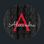 Red Black Script Giron Monogram Name Schneidebrett<br><div class="desc">Rot und Schwarz Einfache Script Monogram Name Cutting Board. Dies macht den perfekten Abschluss,  Geburtstag,  Hochzeit,  Brautparty,  Jubiläum,  Babydusche oder Junggeselinnen-Abschied Geschenk für jemanden,  die Lieben glamourösen Luxus und schicke Stile.</div>