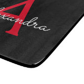 Red Black Script Giron Monogram Name Schneidebrett (Ecke)