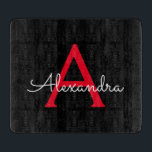 Red Black Script Giron Monogram Name Schneidebrett<br><div class="desc">Schwarz und Rot Einfache Script Monogram Name Cutting Board. Dies macht den perfekten Abschluss,  Geburtstag,  Hochzeit,  Brautparty,  Jubiläum,  Babydusche oder Junggeselinnen-Abschied Geschenk für jemanden,  die Lieben glamourösen Luxus und schicke Stile.</div>