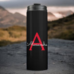 Red Black Script Giron Monogram Name Thermosbecher<br><div class="desc">Black and Red Monogram Name Drink Tumbler. Das macht den perfekten 16 Geburtstag,  Hochzeit,  Brautparty,  Jubiläum,  Babydusche oder Junggeselinnen-Abschied Geschenk für jemanden,  der Lieben glamourösen Luxus und schicke Stile.</div>