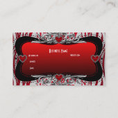 Red Black Silver Diamond Hearts Zebra Business Visitenkarte (Rückseite)