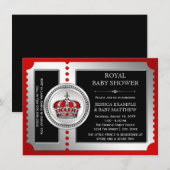 Red Black Silver Prince Baby Shower Einladungen (Vorne/Hinten)