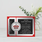 Red Black Silver Prince Baby Shower Einladungen (Stehend Vorderseite)