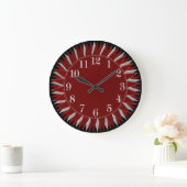 Red Black Silver Sun Wall Clock Große Wanduhr (Zuhause)