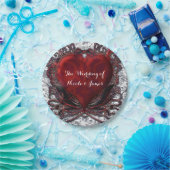 Red Black Silver Valentine Heart Party Pappteller (Party)