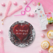 Red Black Silver Valentine Heart Party Pappteller (Party)