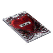 Red Black Silver Valentine Herz Gotische Romantik Notizblock (Rechte Seite)