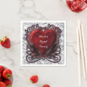 Red Black Silver Valentine Herz Gotische Romantik Serviette (Beispiel)