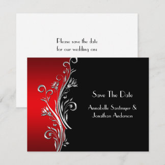 Red Black Silver Wirbel Wedding RSVP Einladung