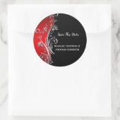 Red Black Silver Wirbel Wedding RSVP Runder Aufkleber (Tasche)