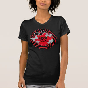 Red Black Silver Zebra Glitzer Rock Star T - Shirt