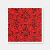 Red Black Skull Damask Halloween Dark Goth Muster Serviette (Vorderseite)