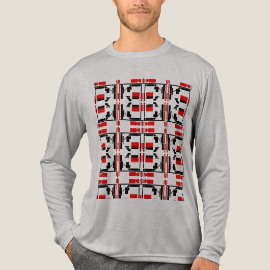 Red Black Small Tile Shapes - Linien Design Tri-Blend Shirt (Vorderseite)